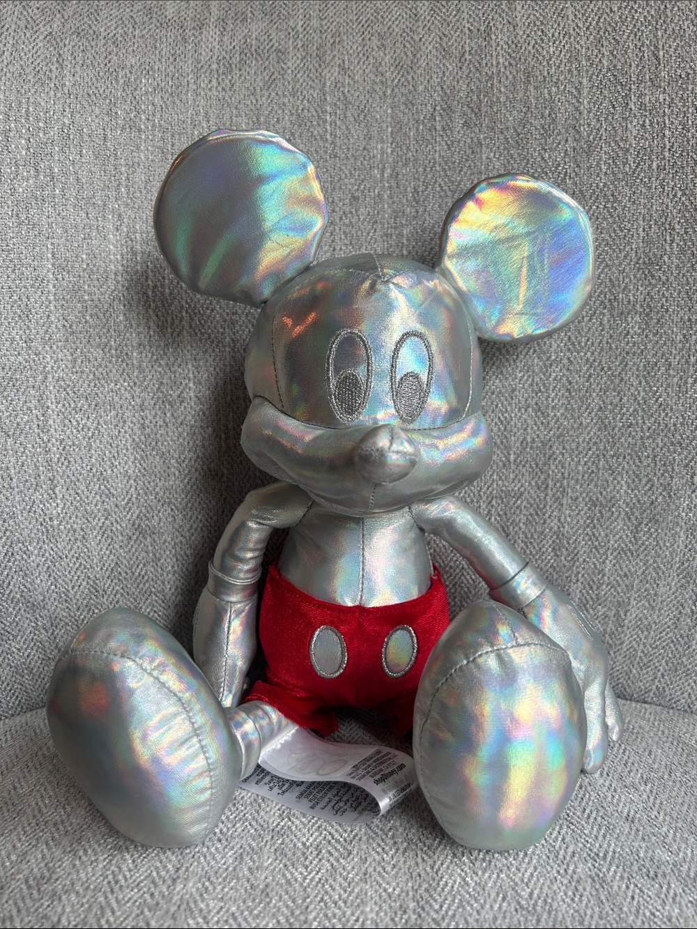 Disney Parks 100th Silver Holographic Mickey Mouse Plush